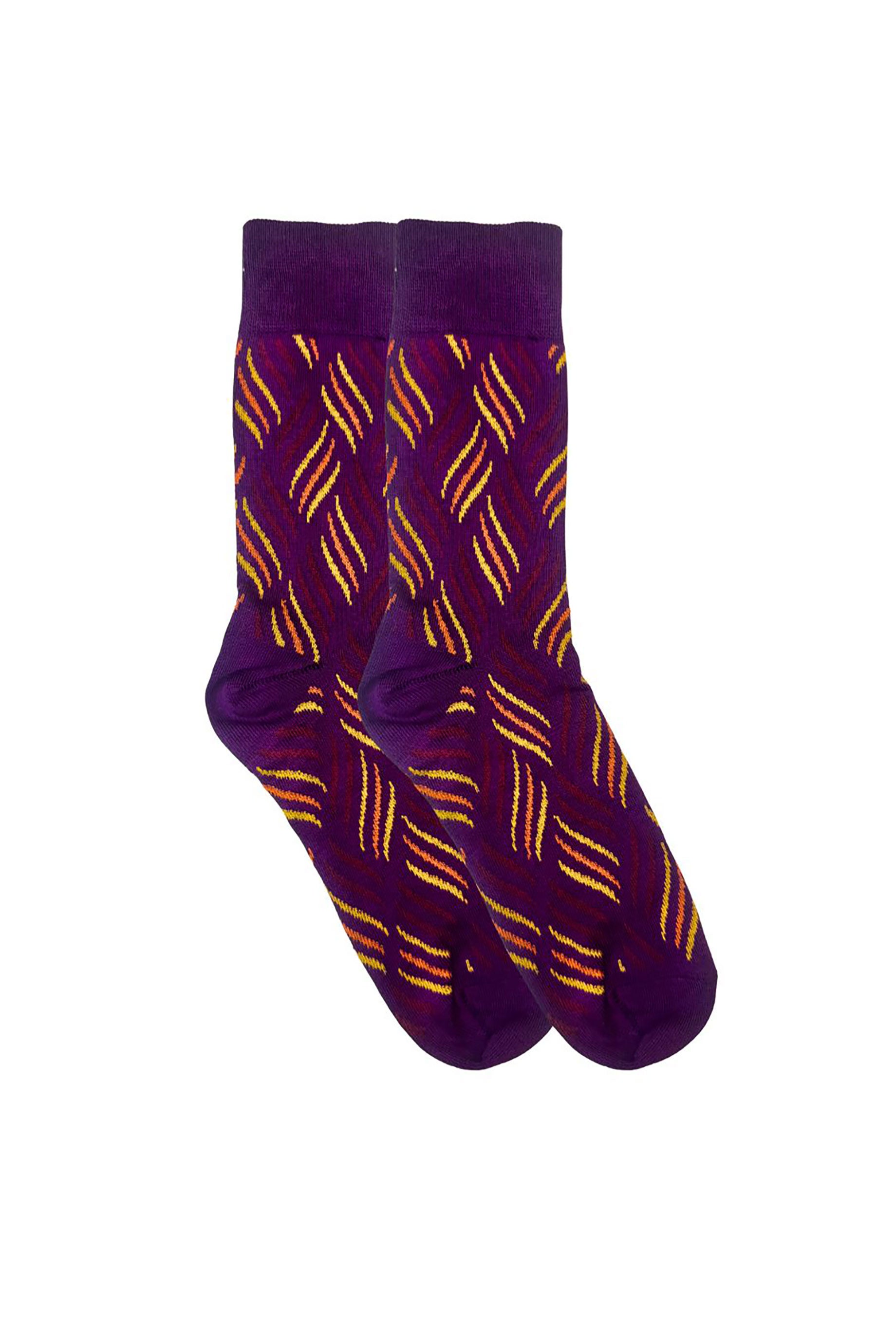 Knitted Socks Dancing Lines Plum