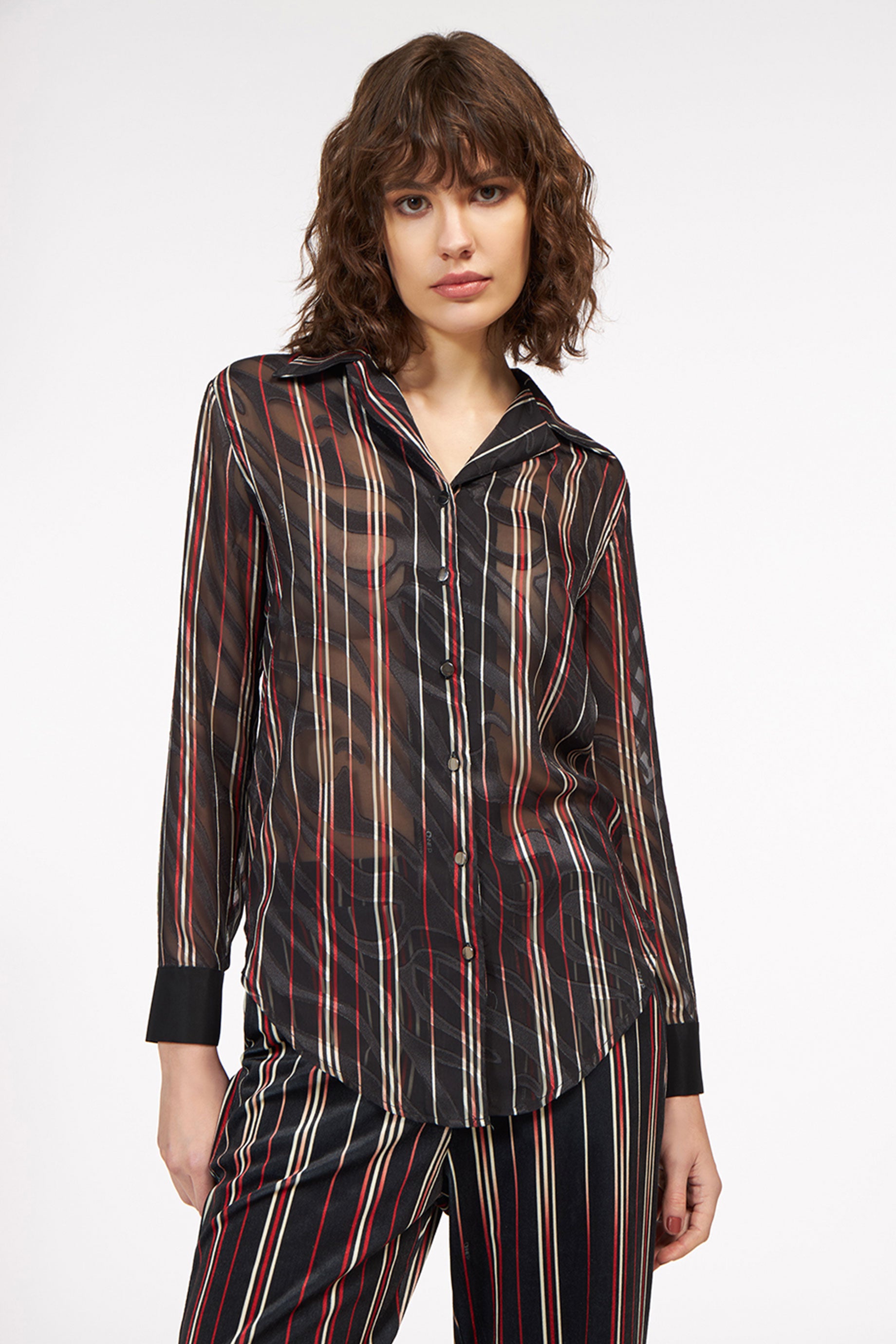 Bella Shirt Mixed Lines Black