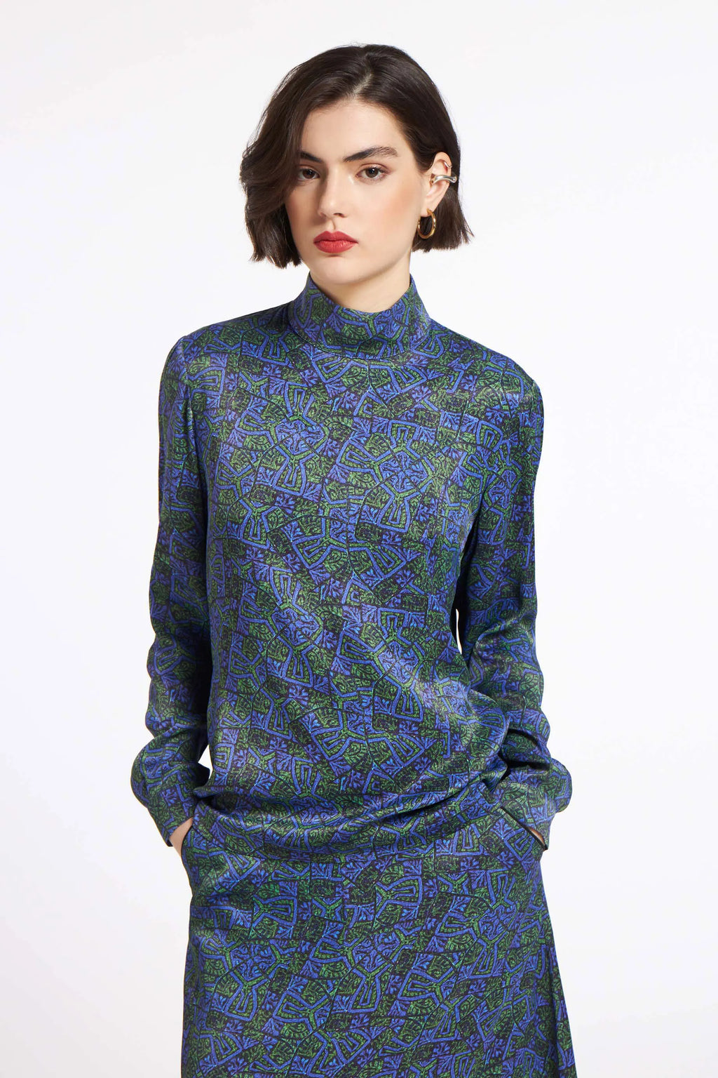 Chloe Blouse Argalios Blue&Green