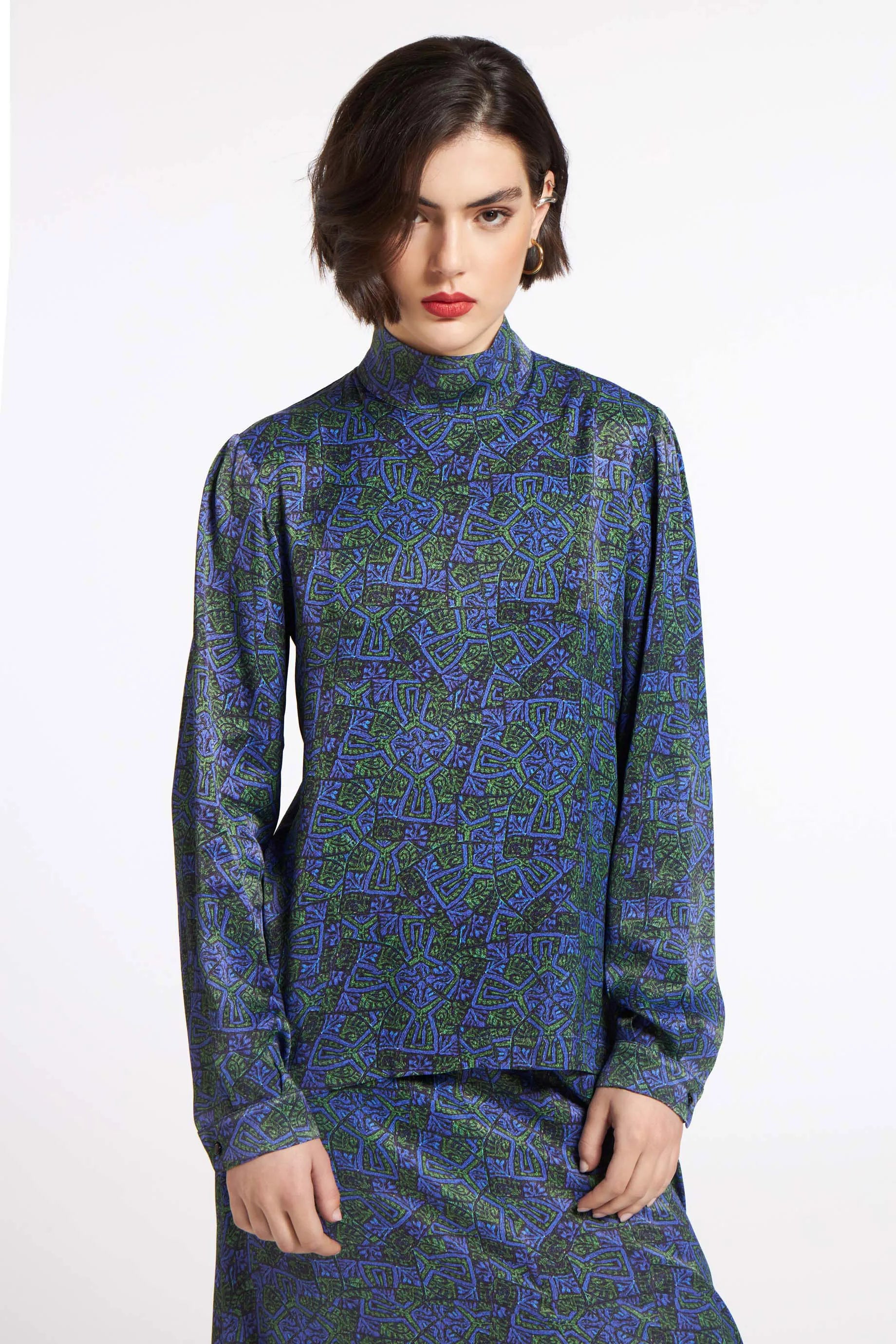 Chloe Blouse Argalios Blue&Green