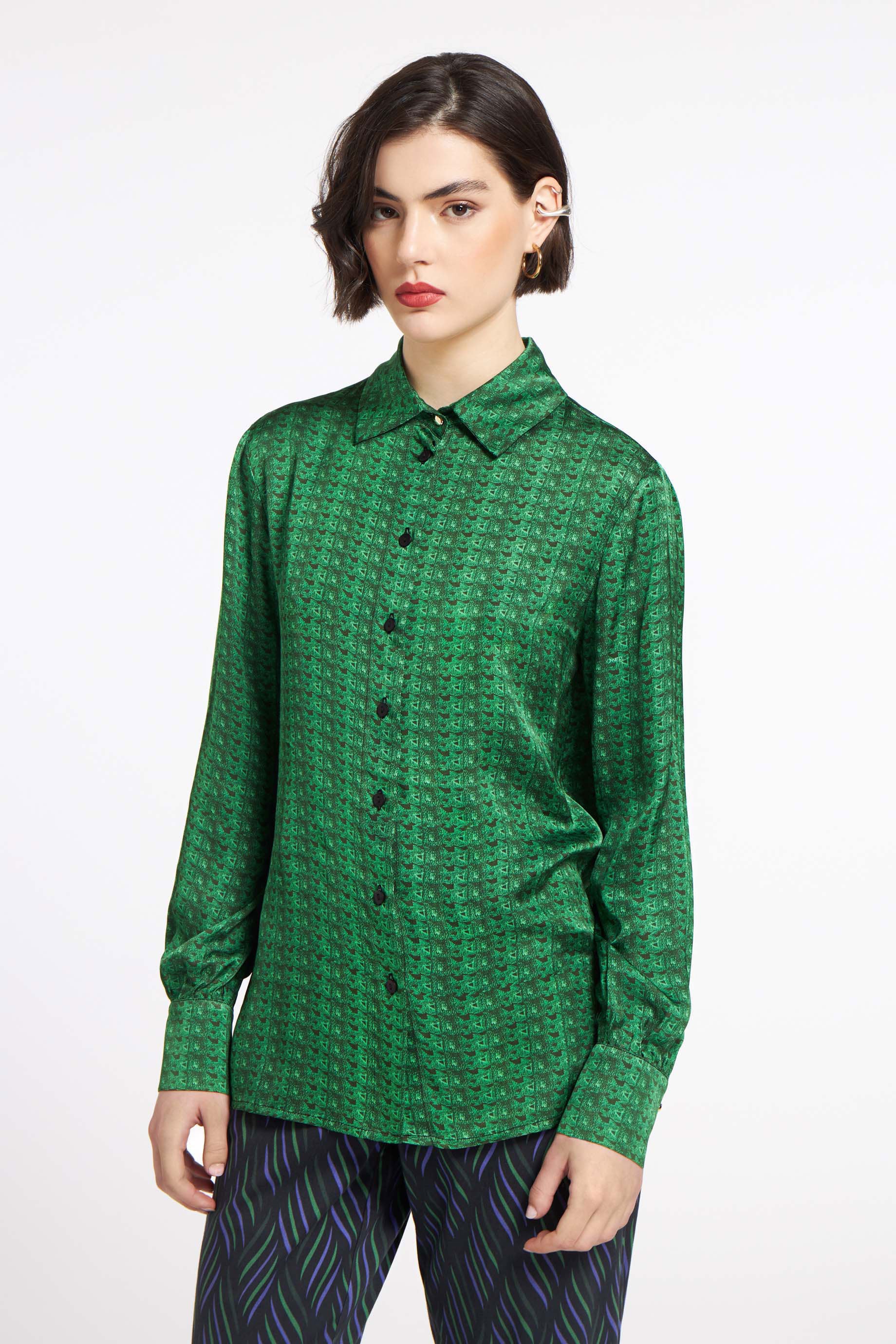 Classic Shirt Textured Weave Green