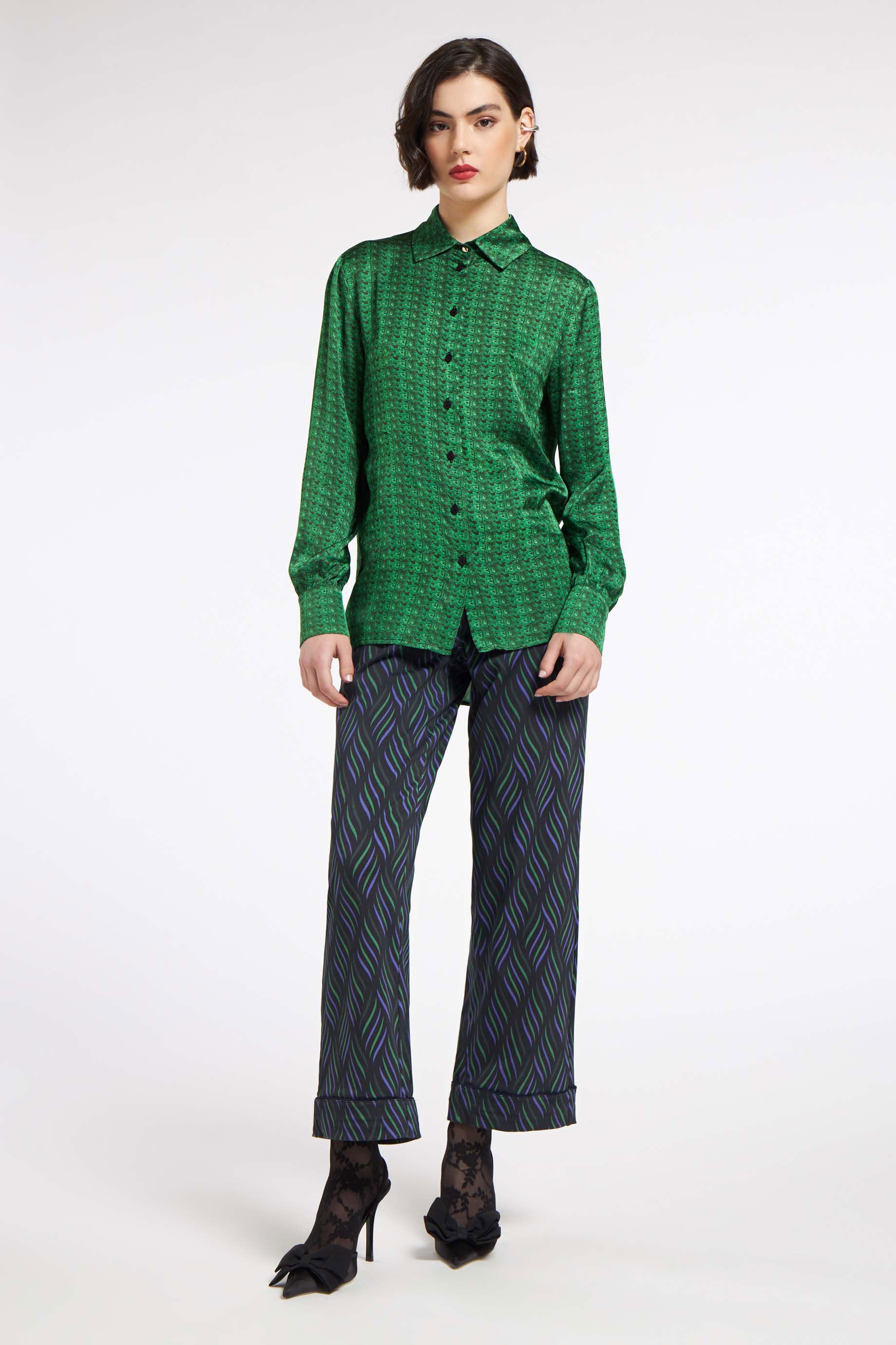 Classic Shirt Textured Weave Green