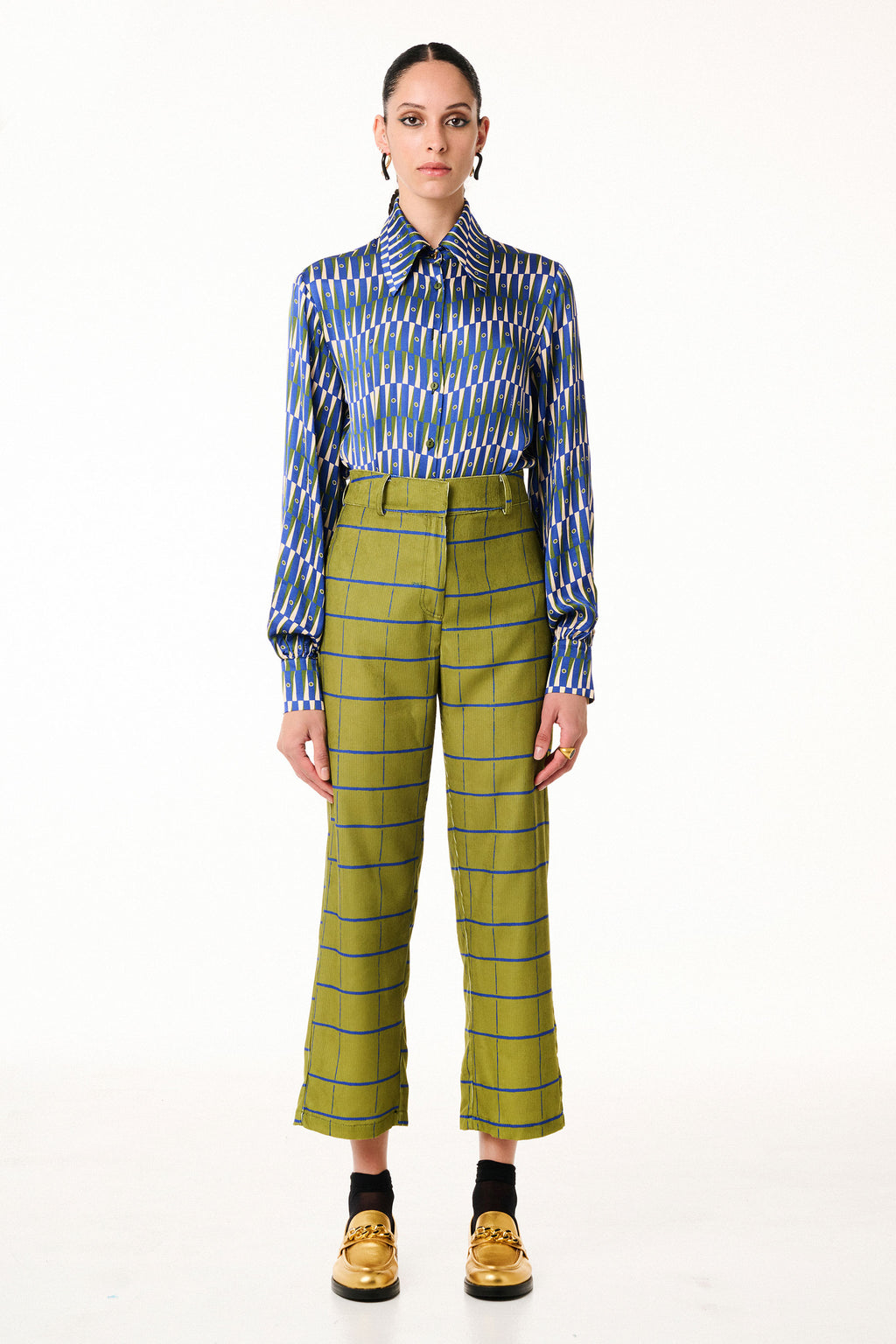 Cord Pants Olive Squares