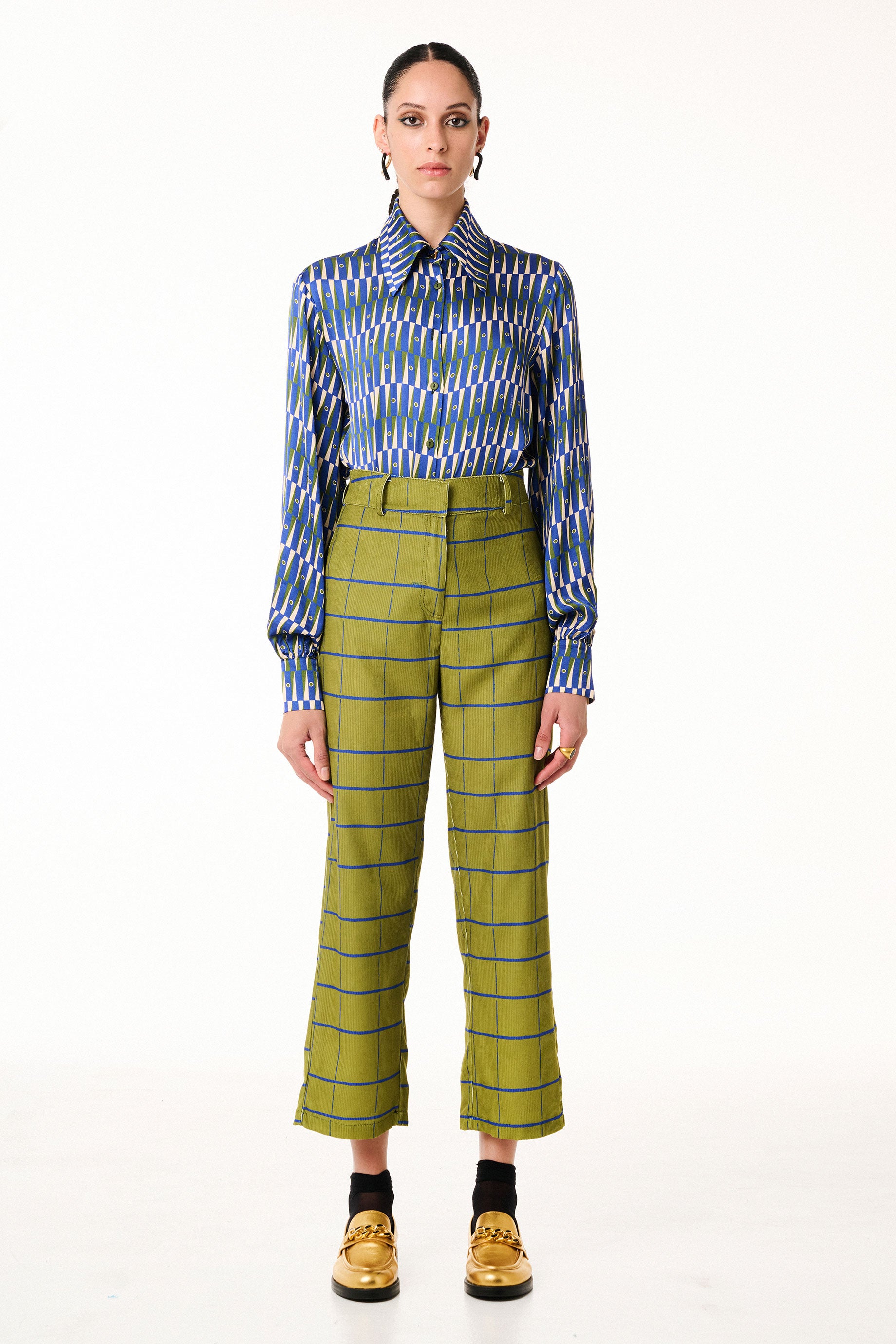 Cord Pants Olive Squares