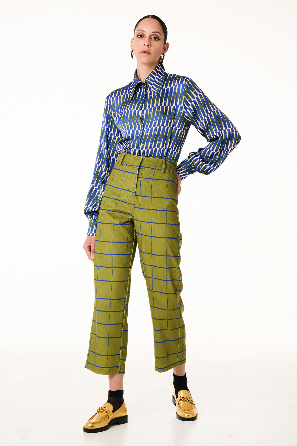 Cord Pants Olive Squares