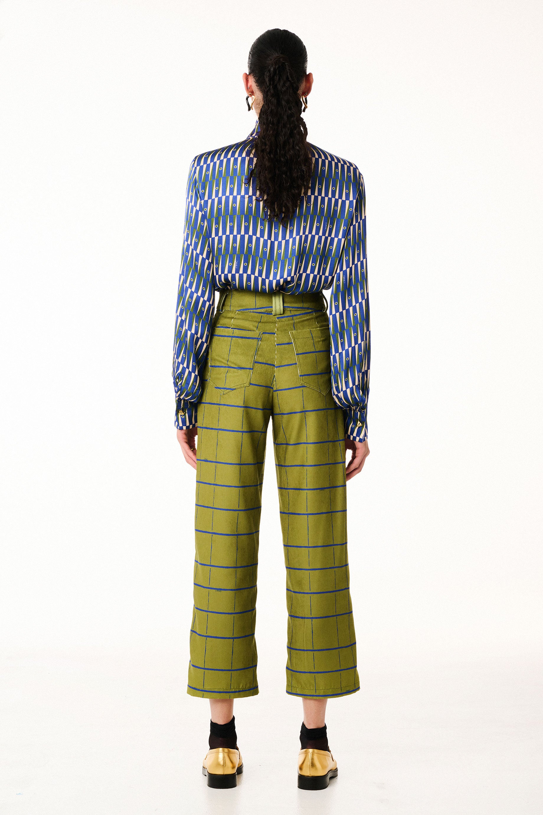 Cord Pants Olive Squares