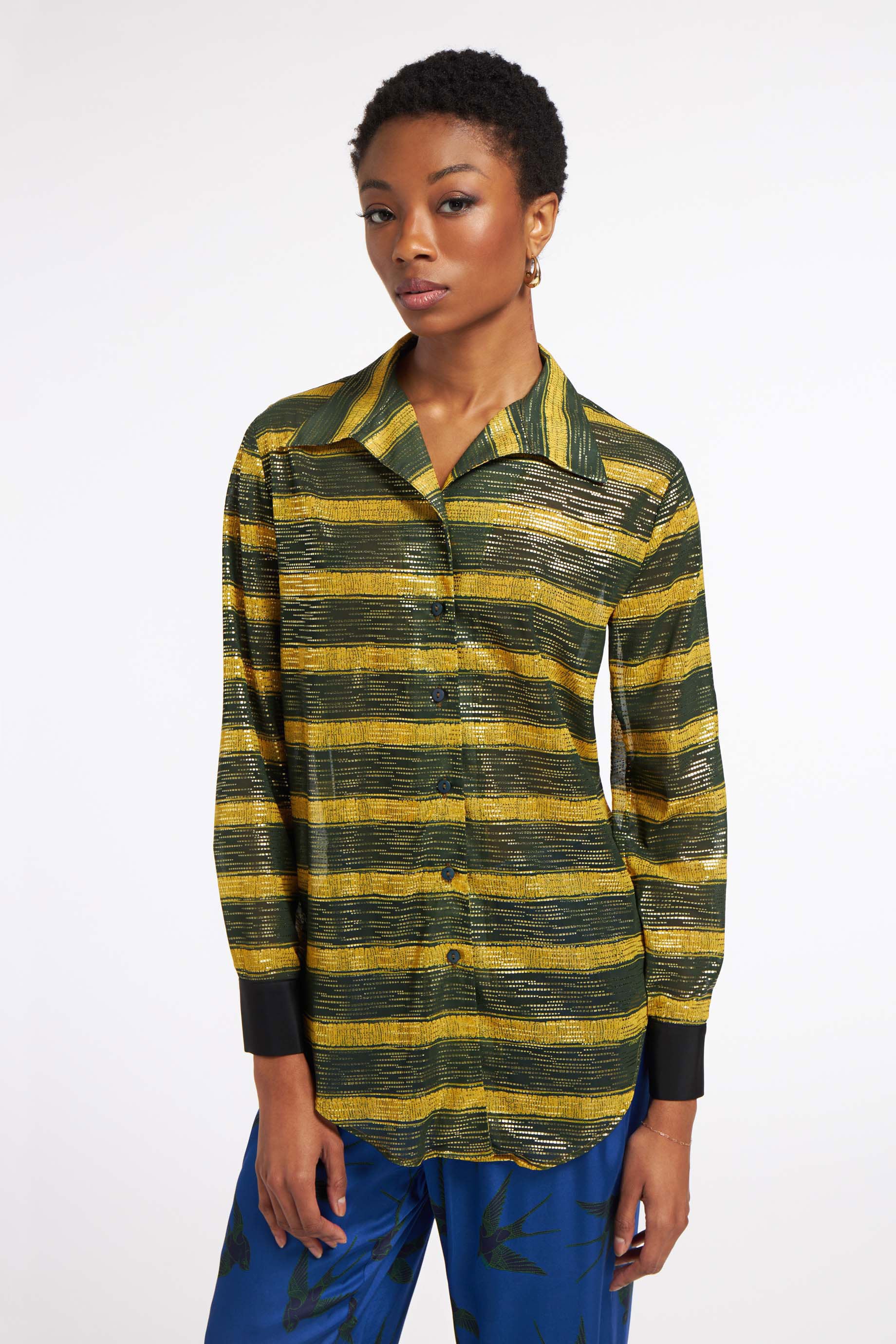 Gold Shirt Lines Stiched Gold