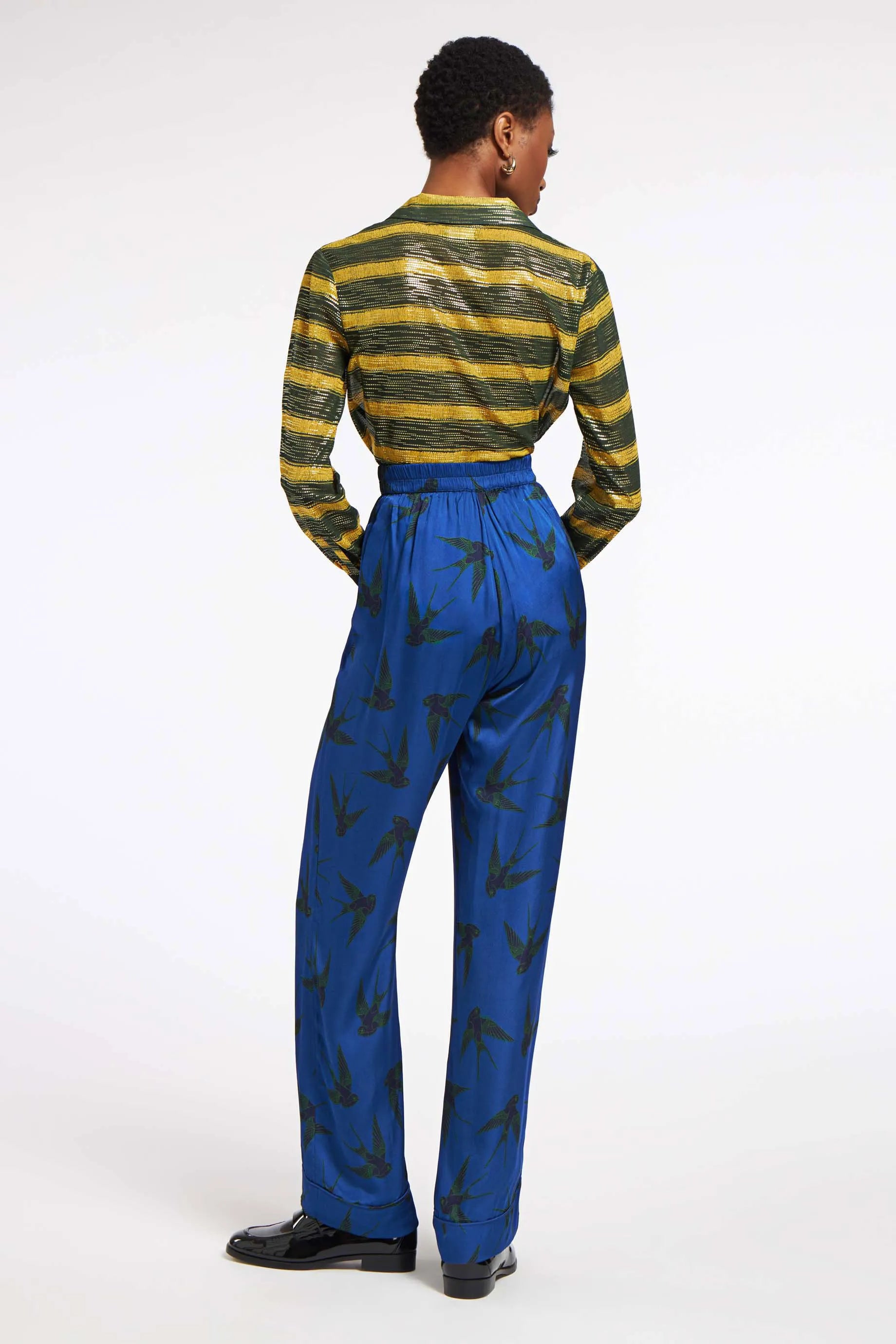 Jasmine Pants Birds Blue Small