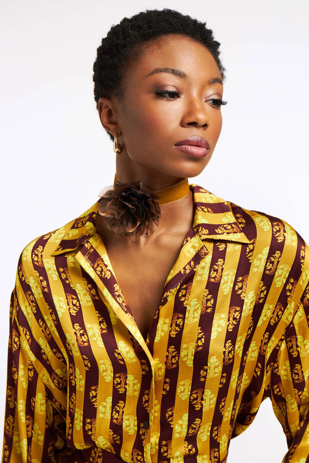 Jasmine Shirt Embroidery Mustard&Espresso