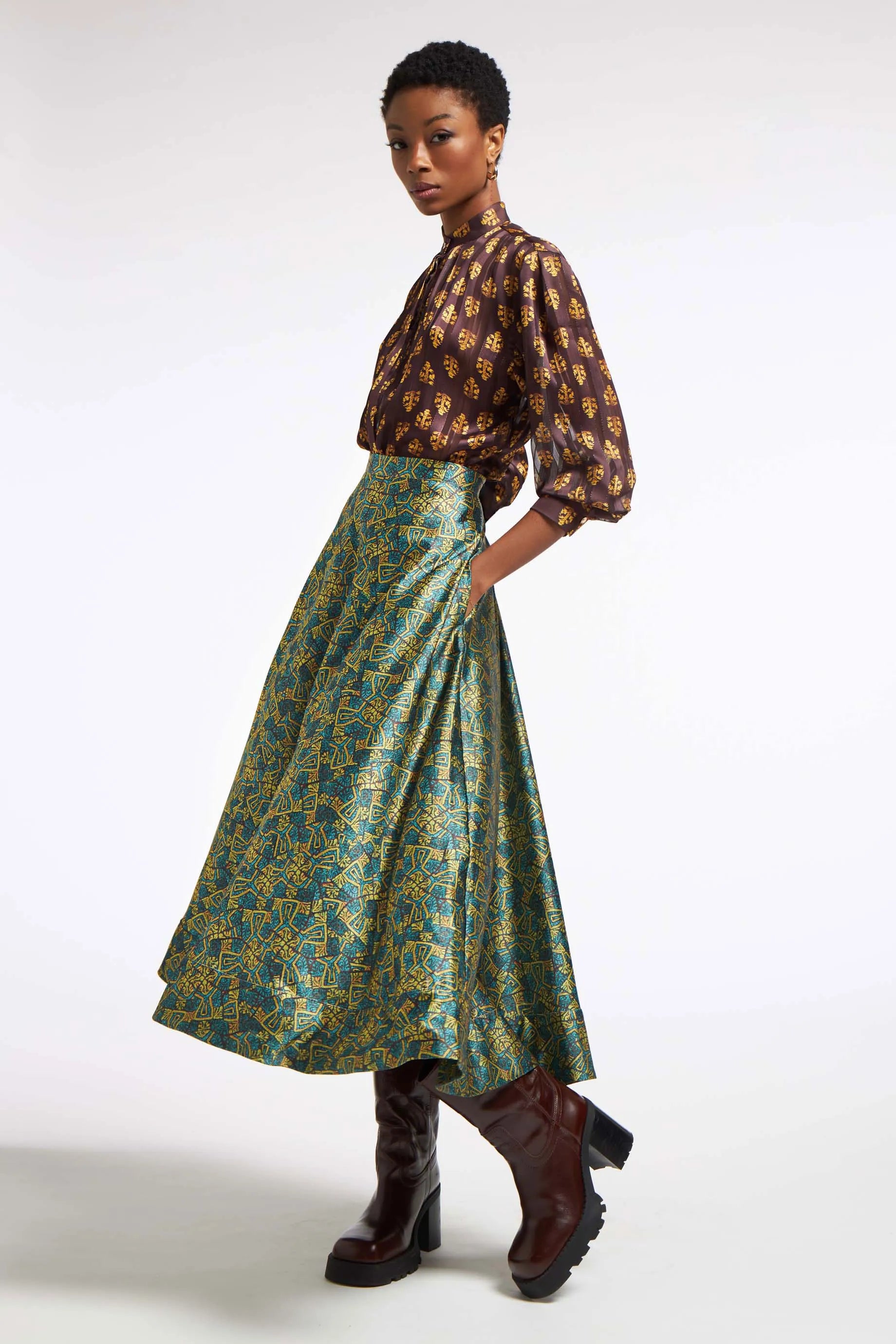 Kelly Skirt Argalios Turquoise&Yellow