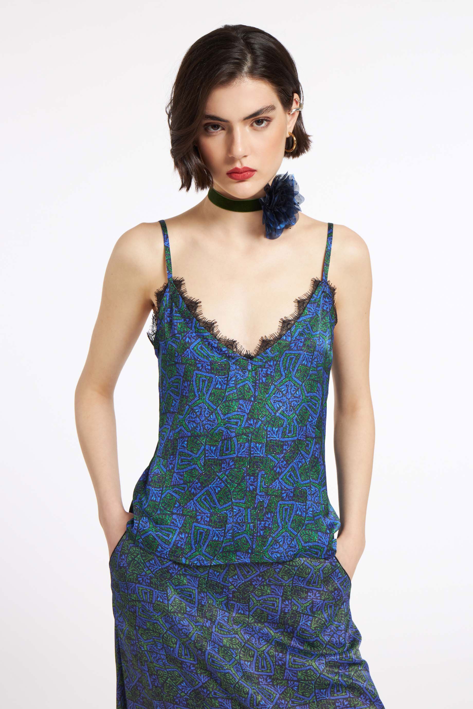 Lace Top Argalios Blue&Green