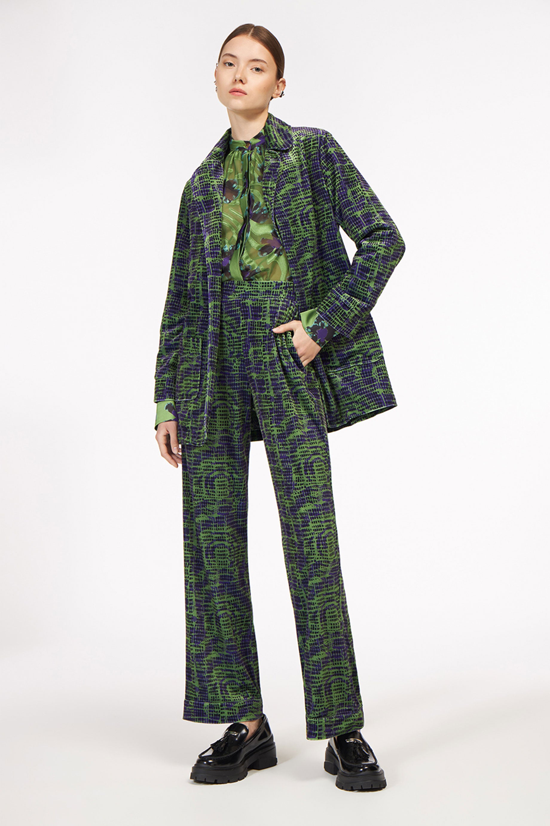 Lux Pants Mixed Square Green