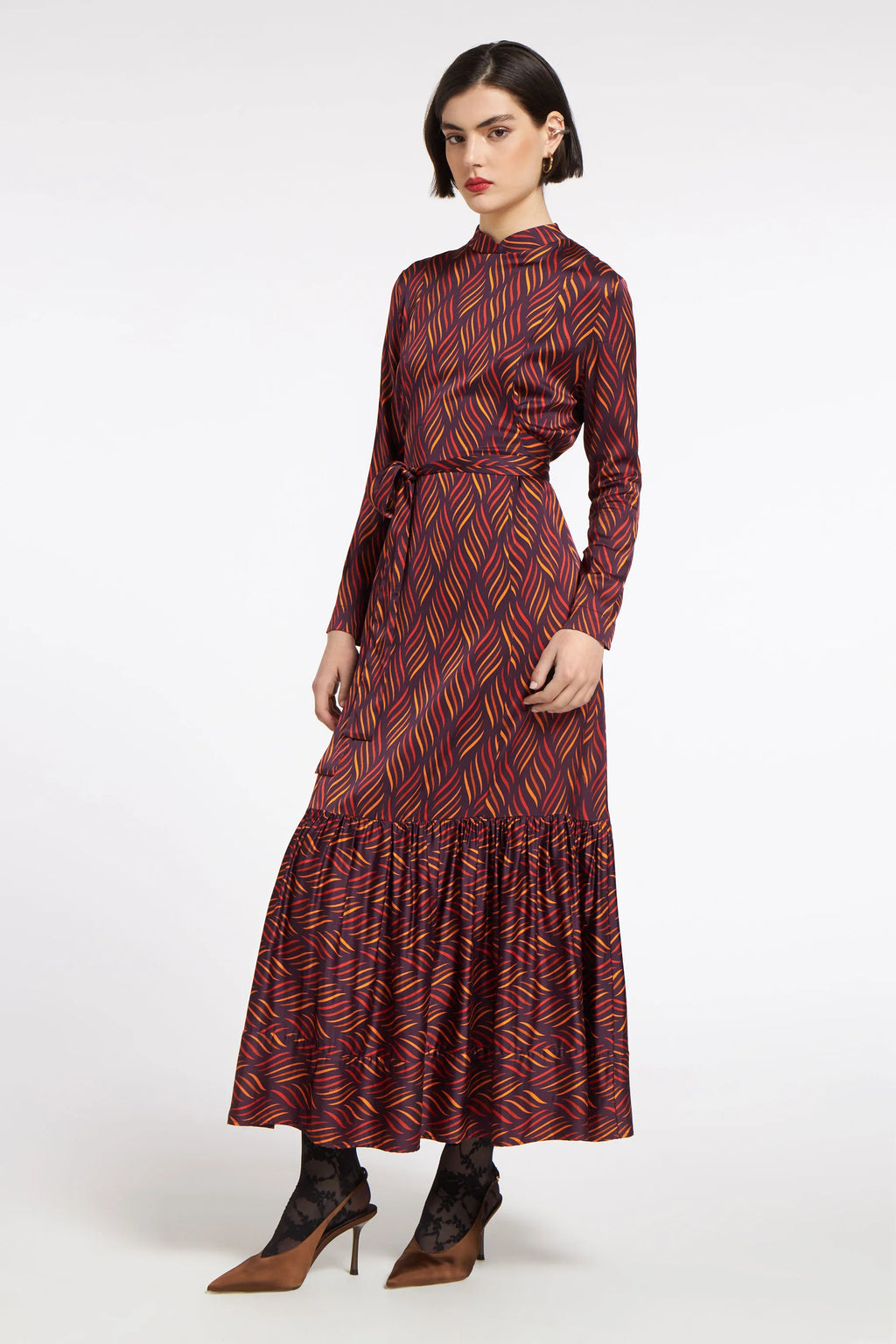 Melina Dress Dancing Lines Plum