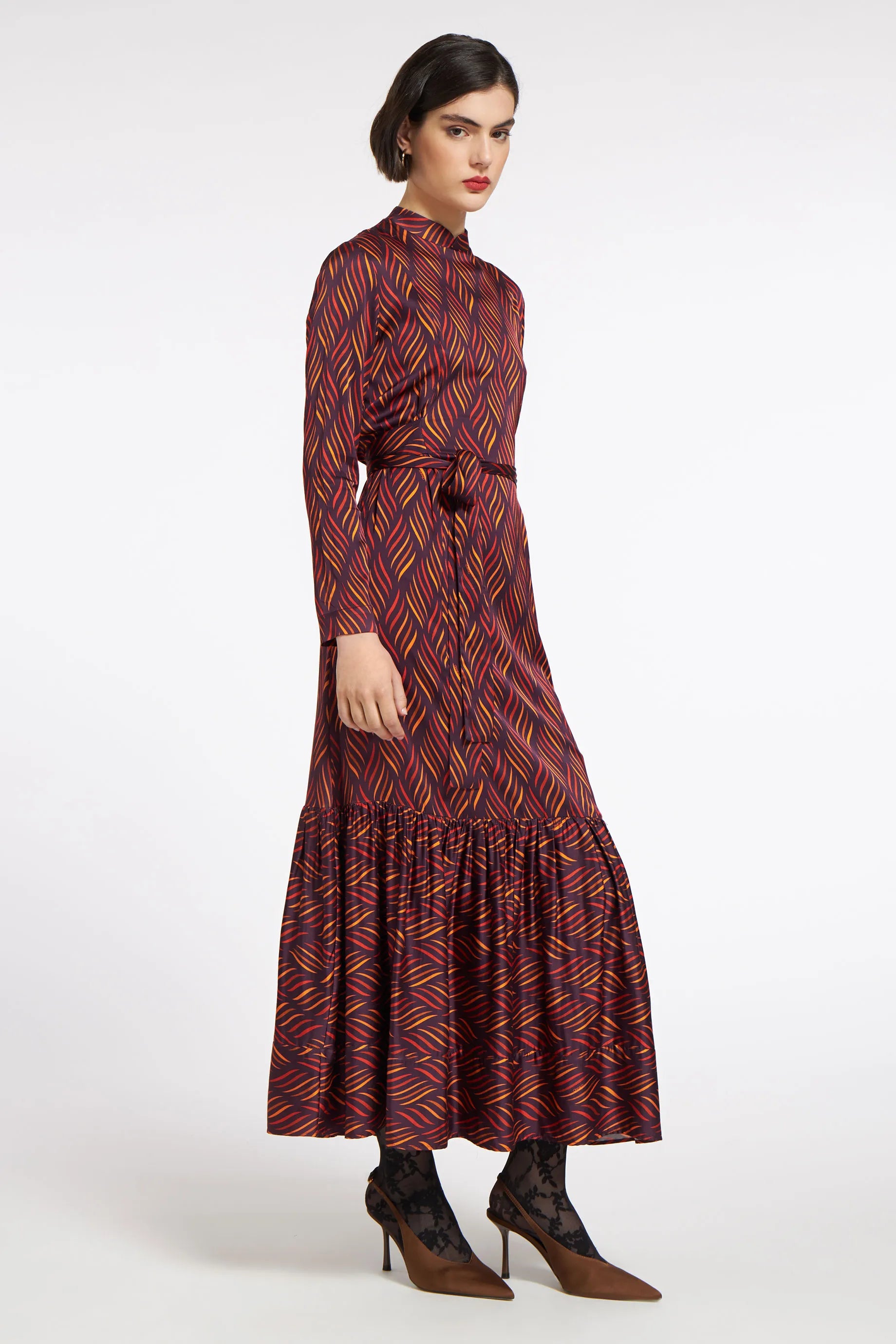 Melina Dress Dancing Lines Plum