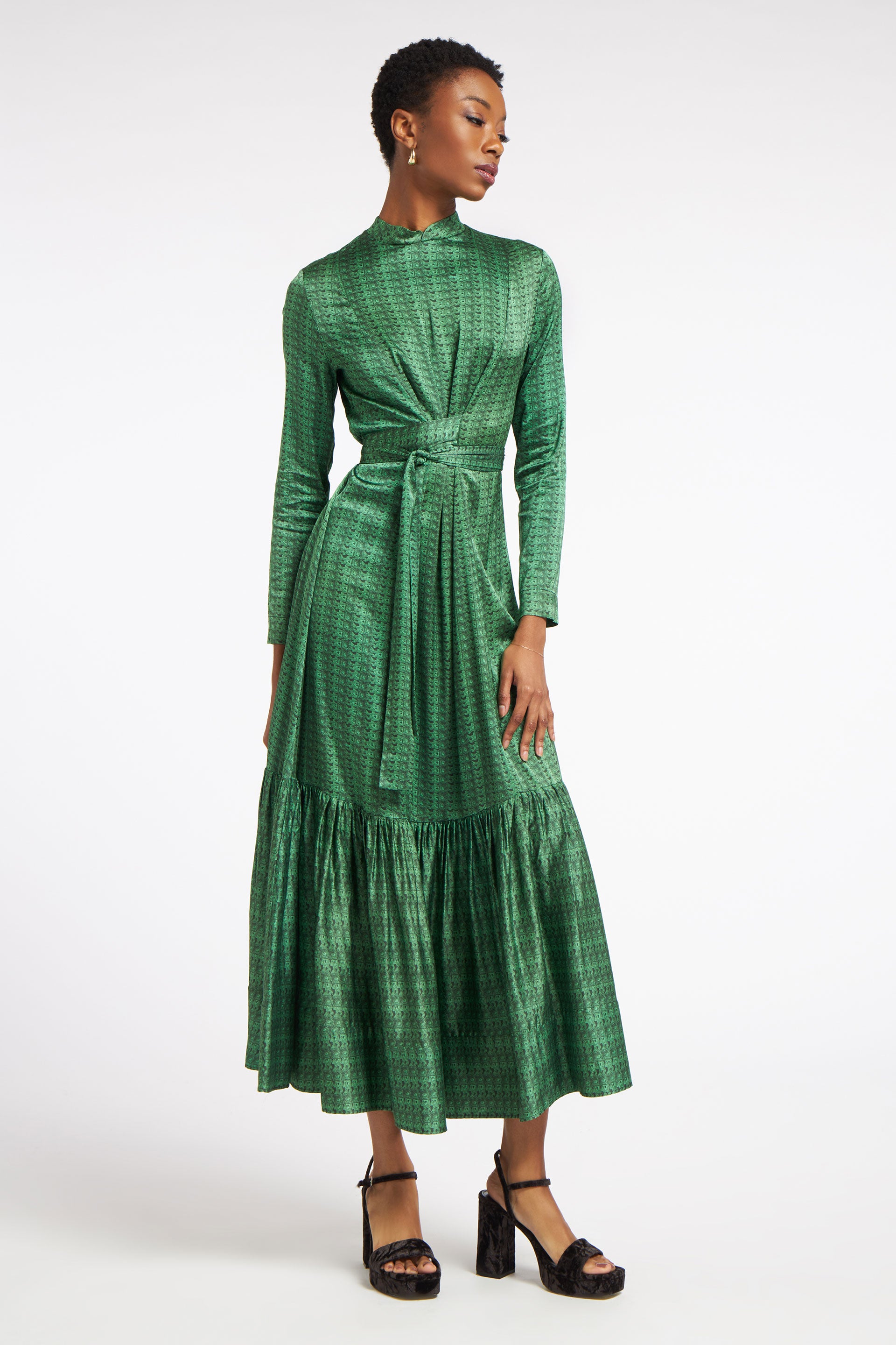 Melina Dress Textures Weave Green