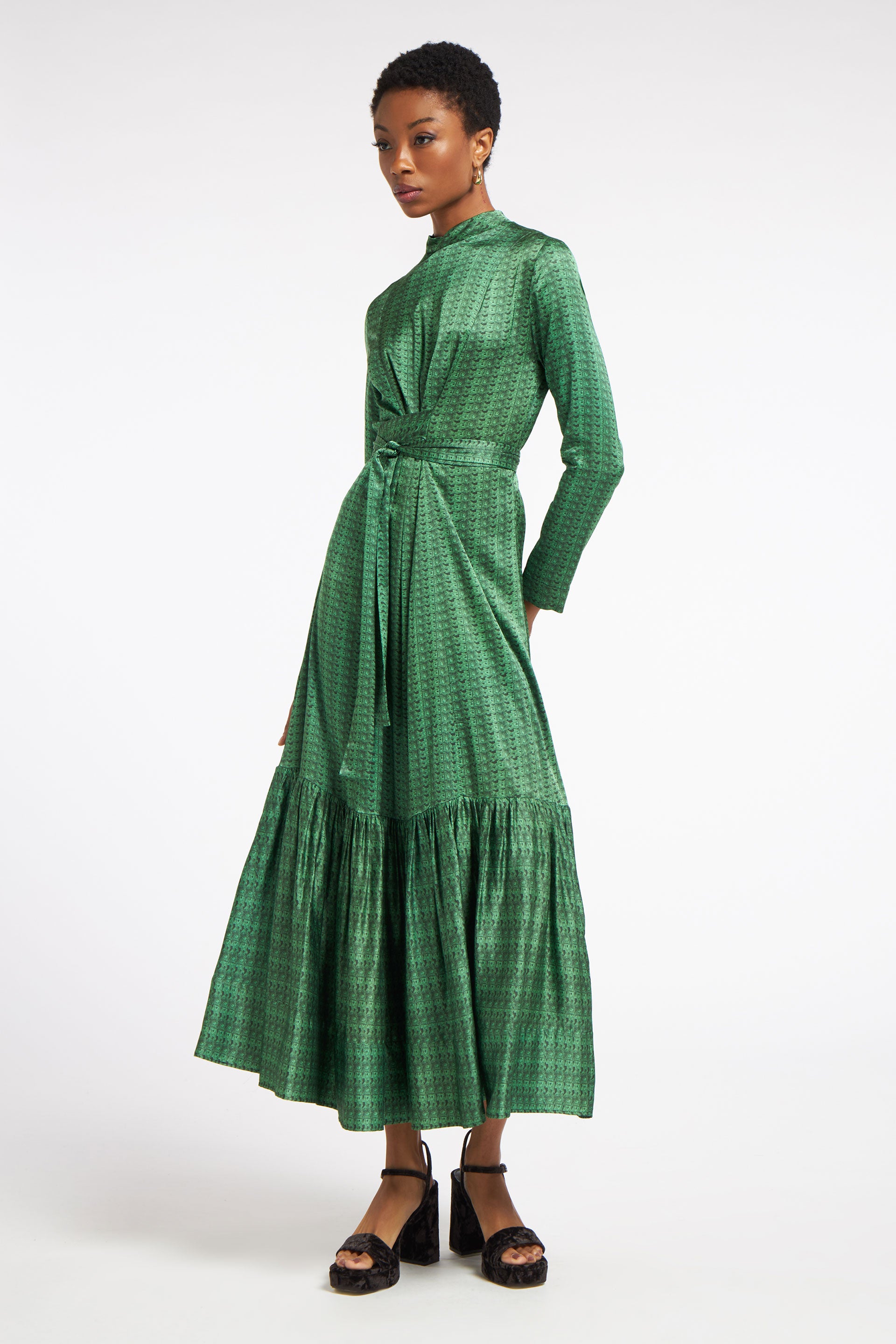 Melina Dress Textures Weave Green