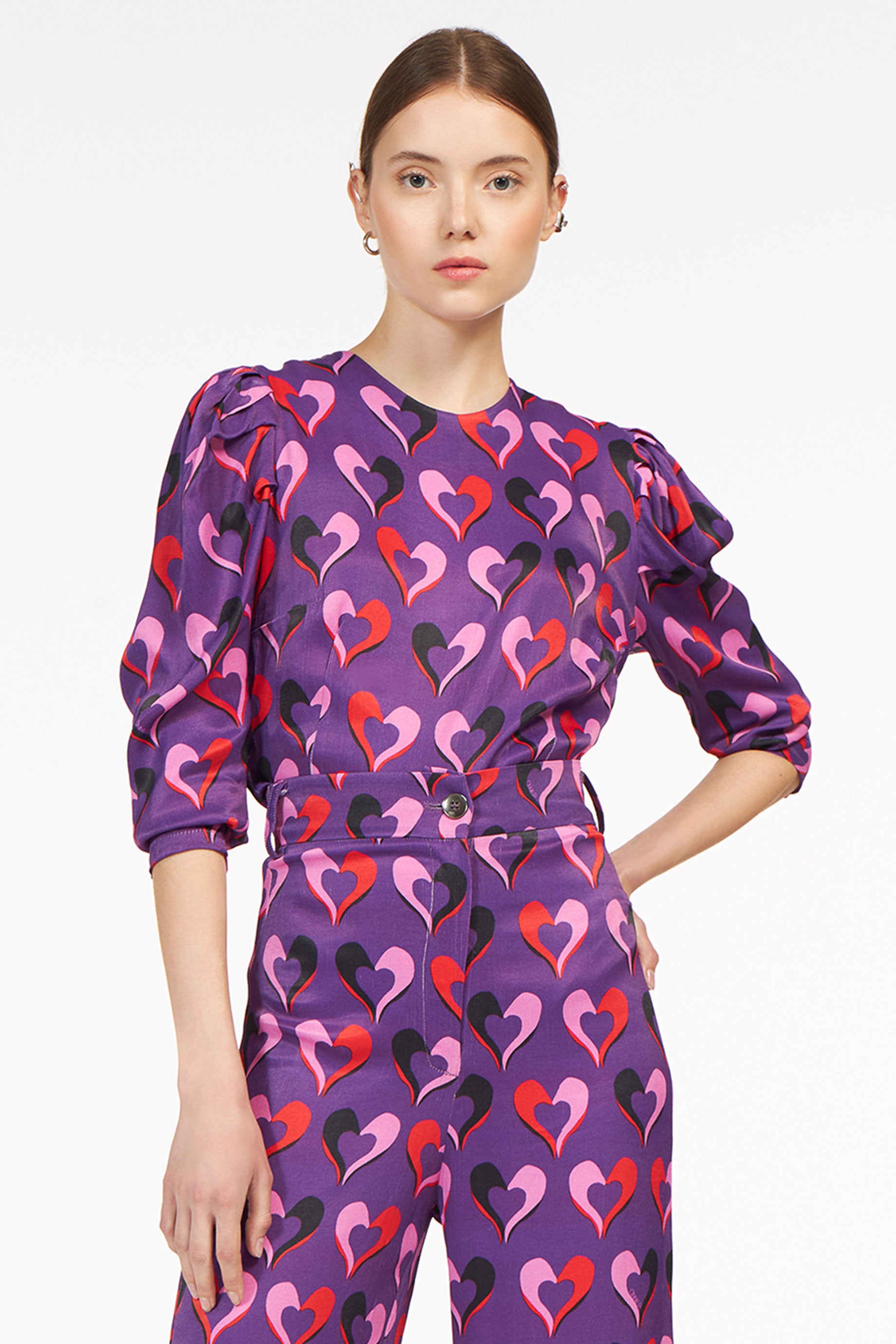 Nala Blouse Hearts Purple