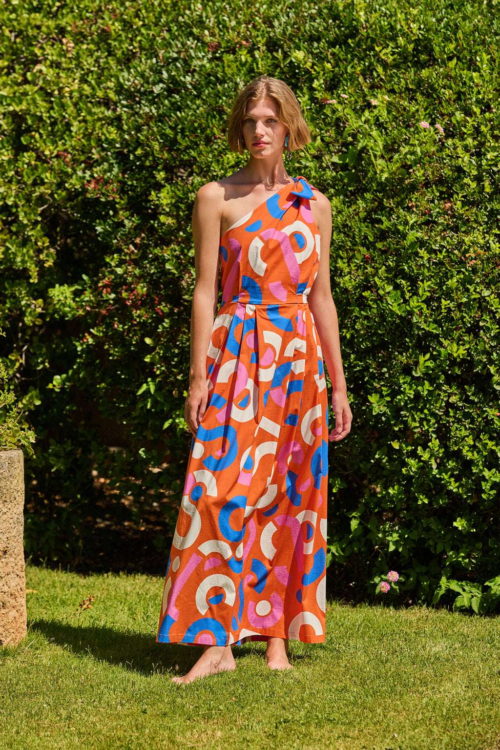 One Shoulder Dress Candybag Orange