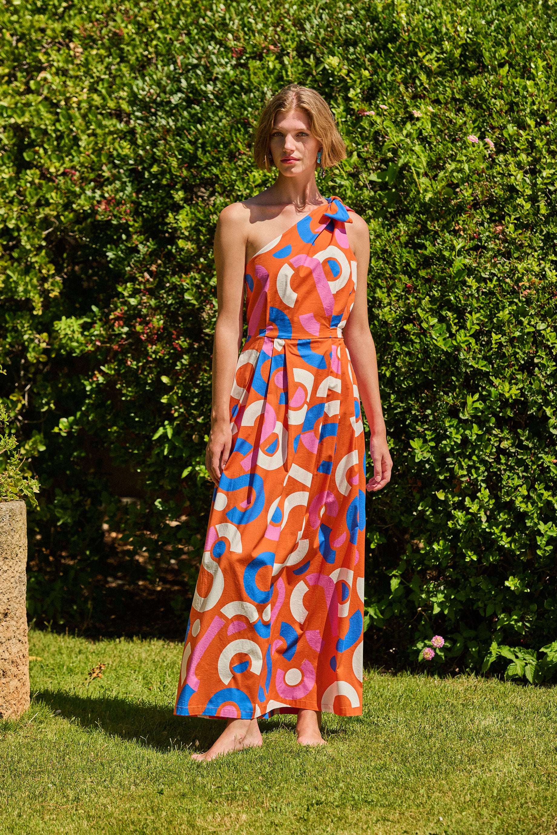 One Shoulder Dress Candybag Orange