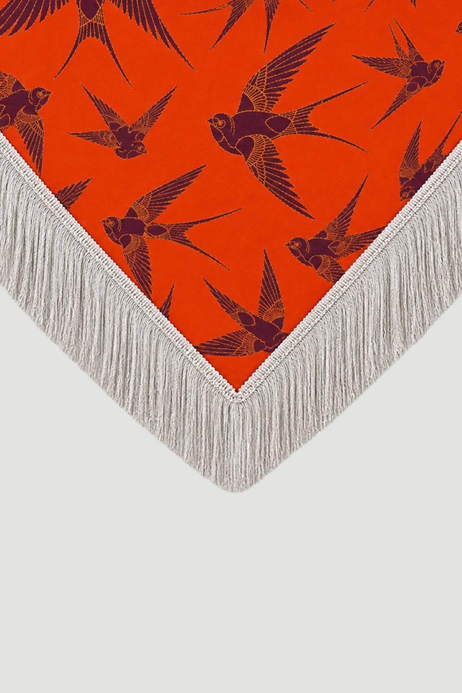 The Fringed Scarf Birds Orange