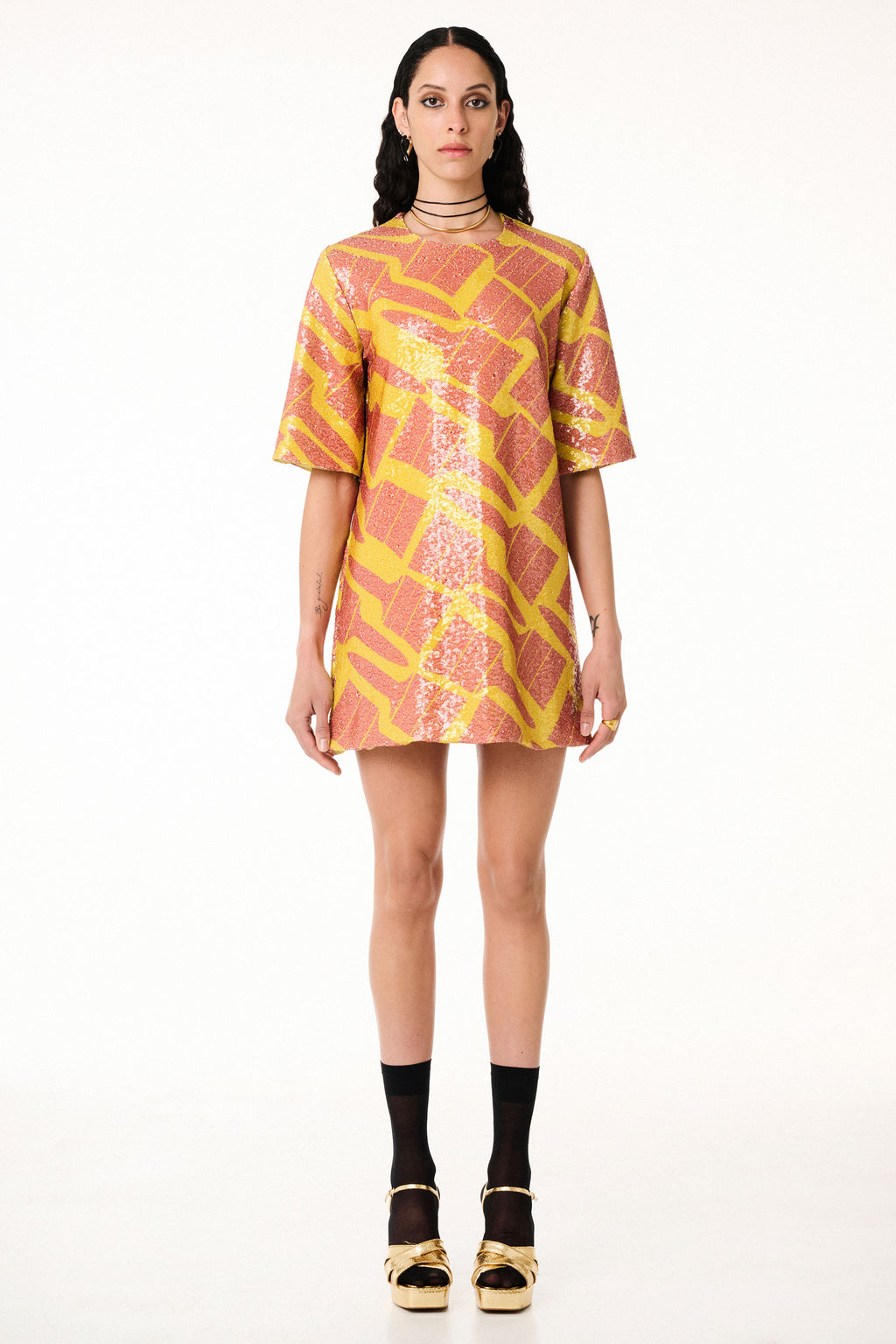 Sequin Dress Brushes Yellow