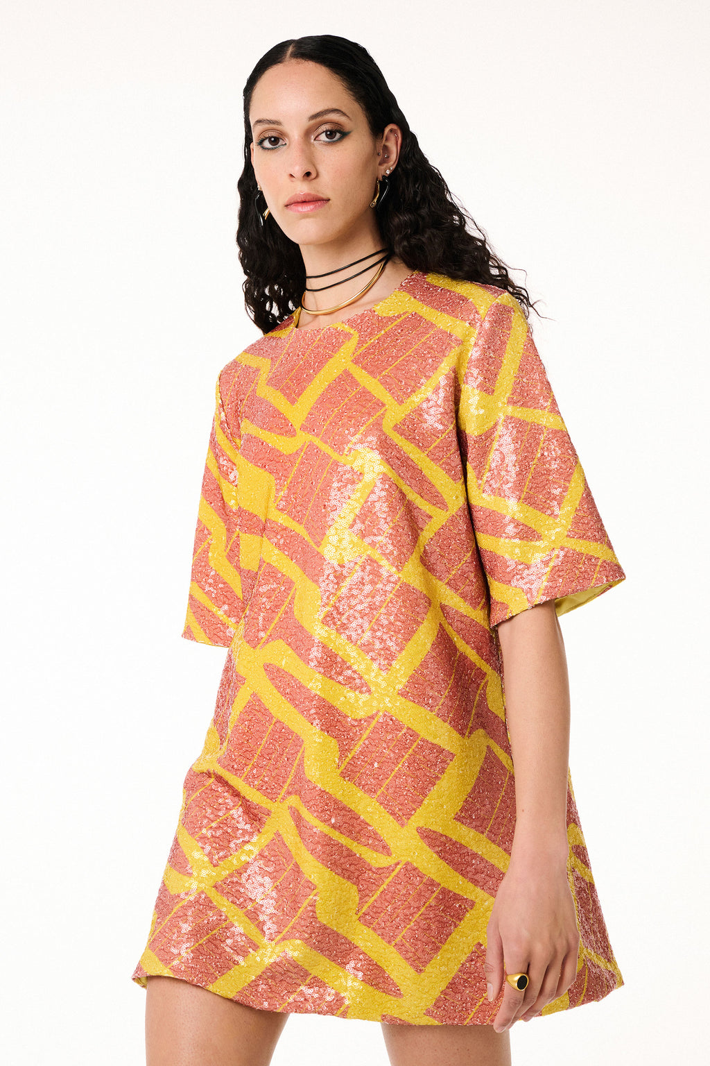 Sequin Dress Brushes Yellow