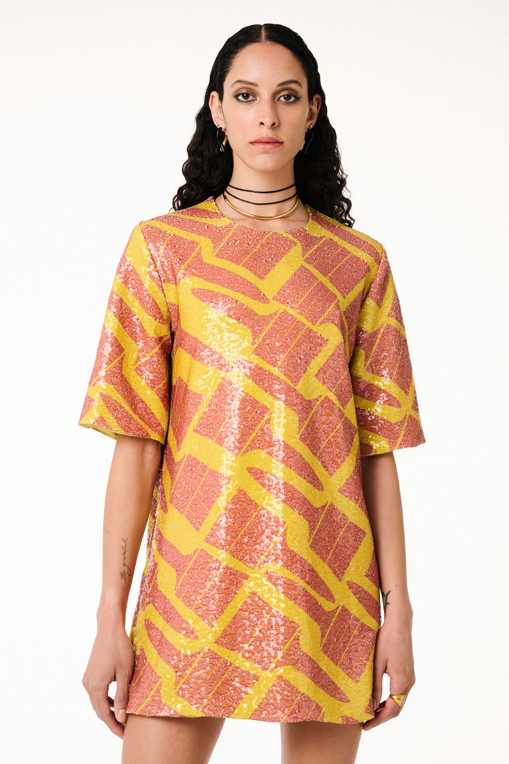 Sequin Dress Brushes Yellow