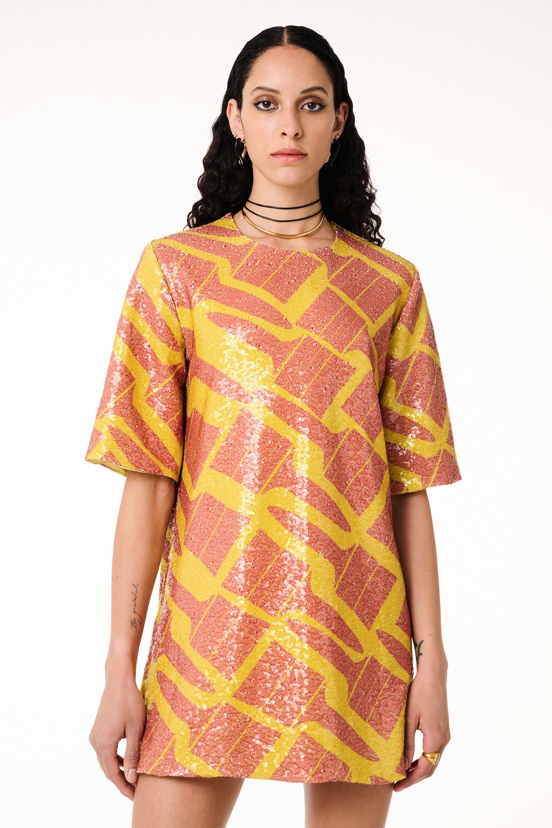 Sequin Dress Brushes Yellow