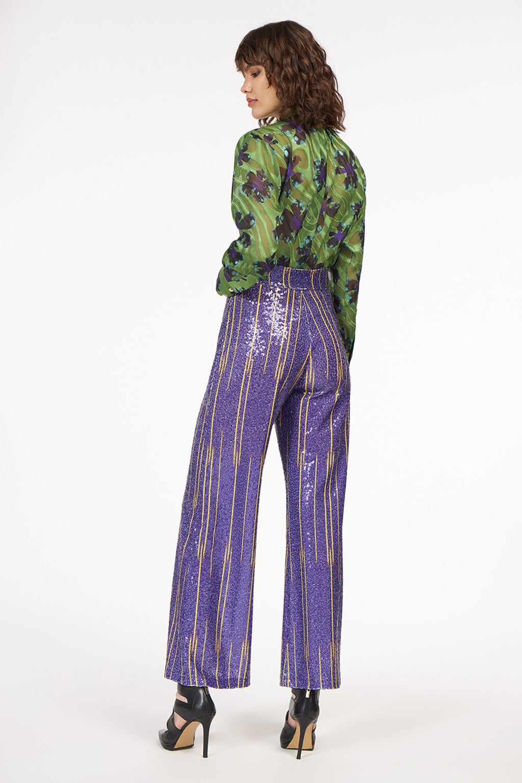 Sequin Pants Lines Purple