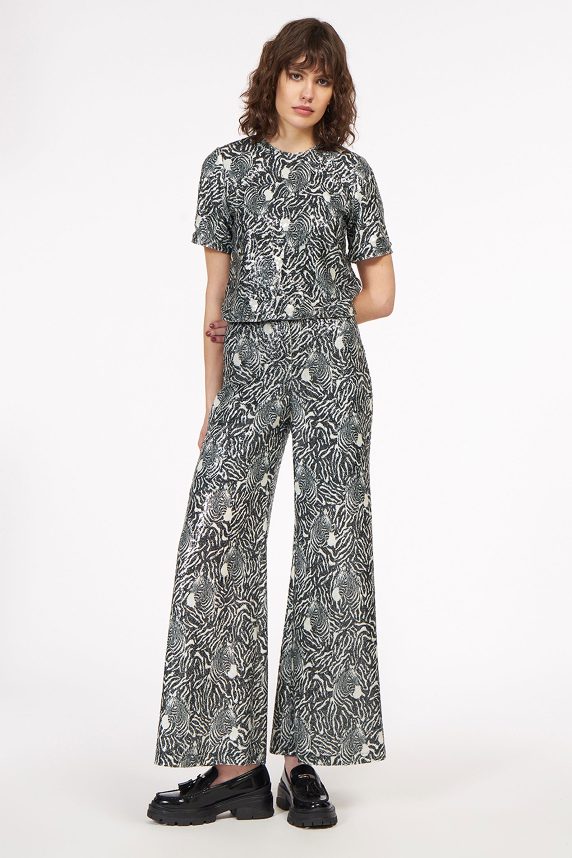 Sequin Pants Zebra Black