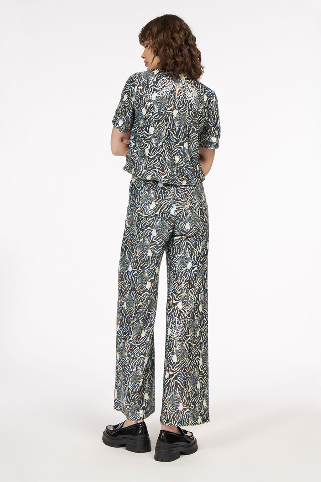 Sequin Pants Zebra Black