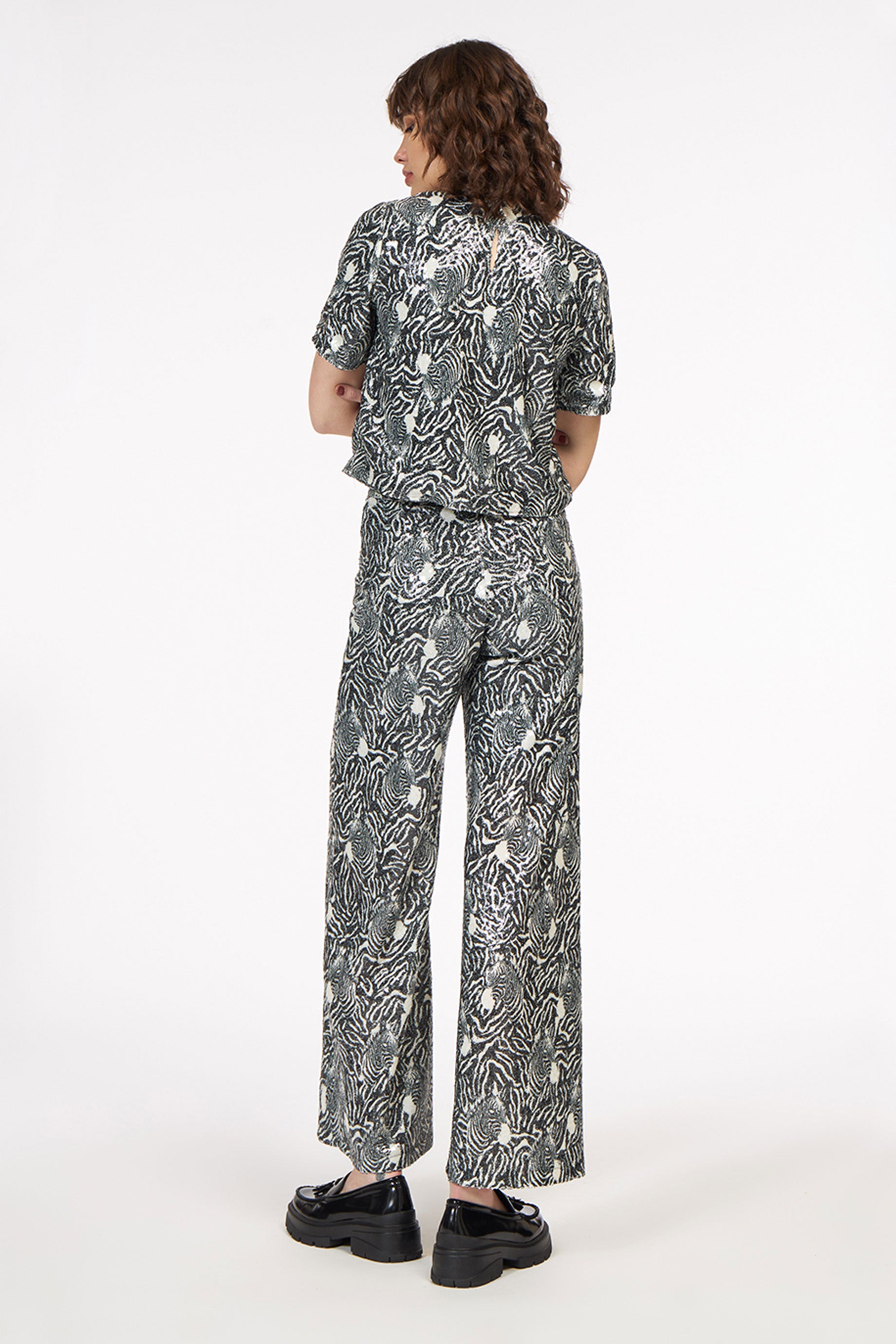 Sequin Pants Zebra Black