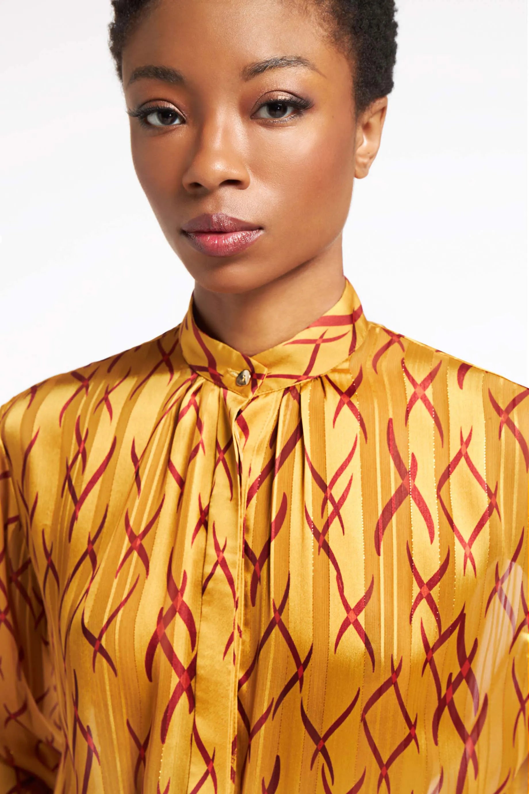 Shimmering Shirt Dancing Flames Mustard