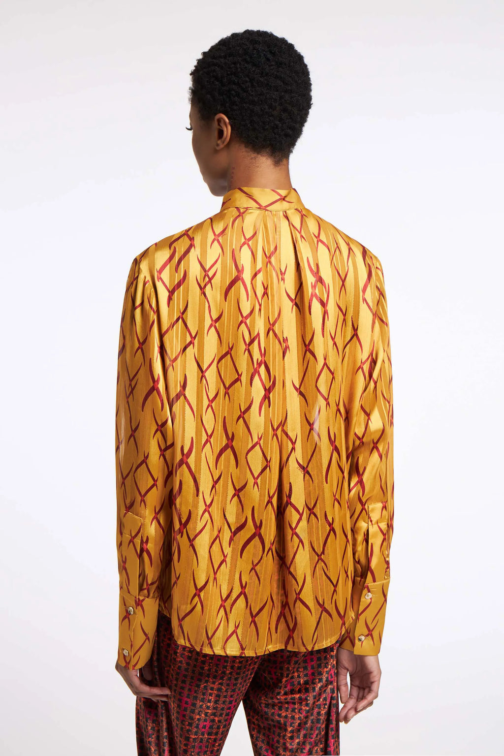 Shimmering Shirt Dancing Flames Mustard