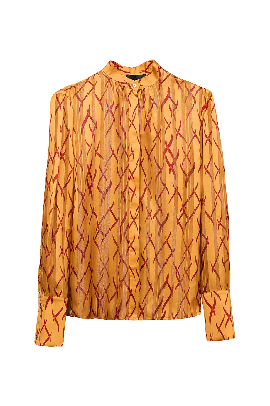 Shimmering Shirt Dancing Flames Mustard