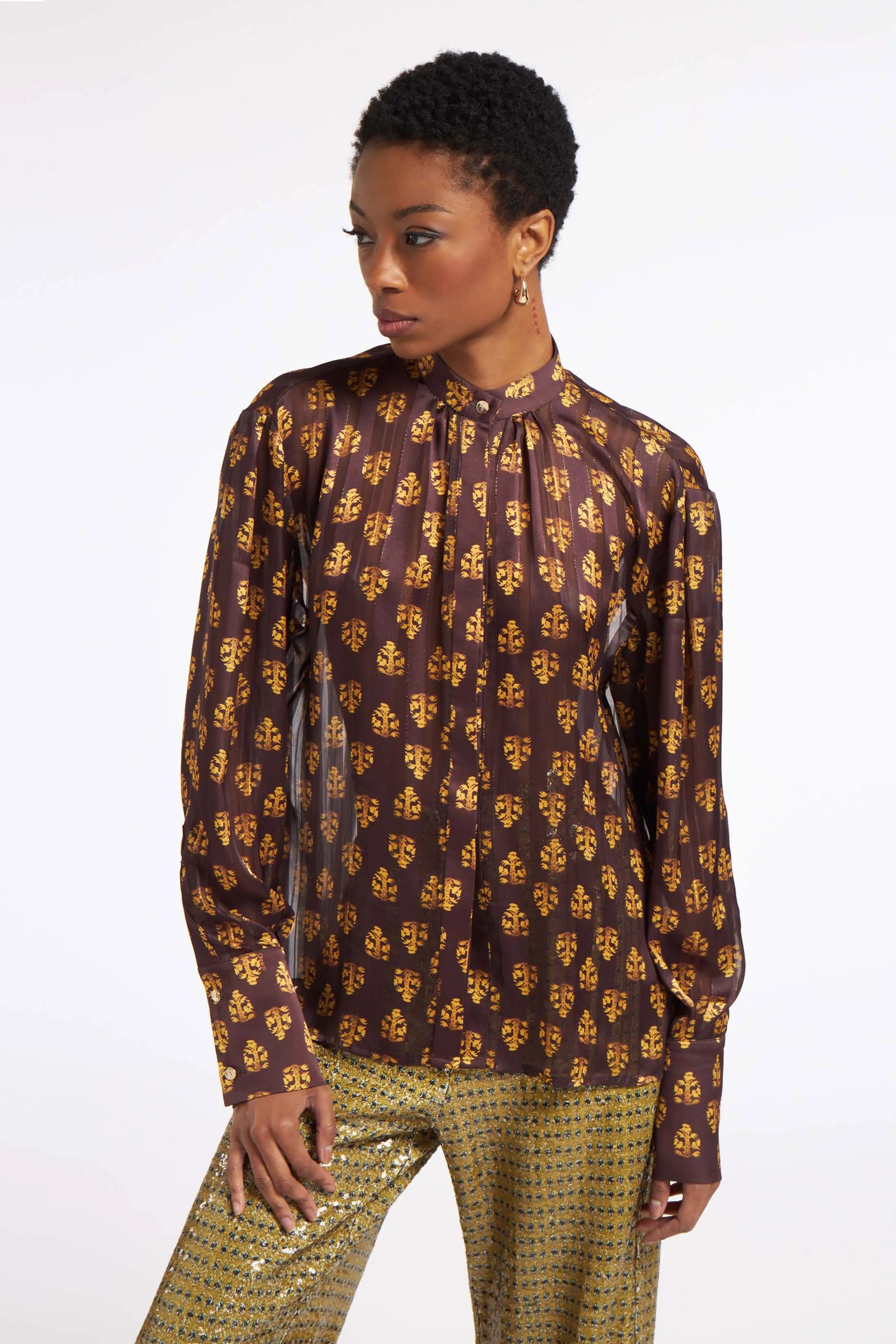 Shimmering Shirt Embroidery Espresso