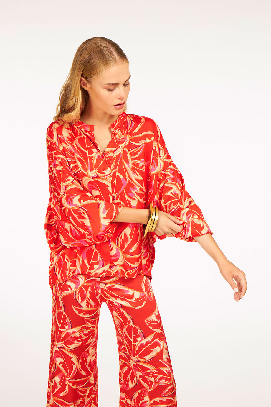 Summer Blouse Rosso Fiori