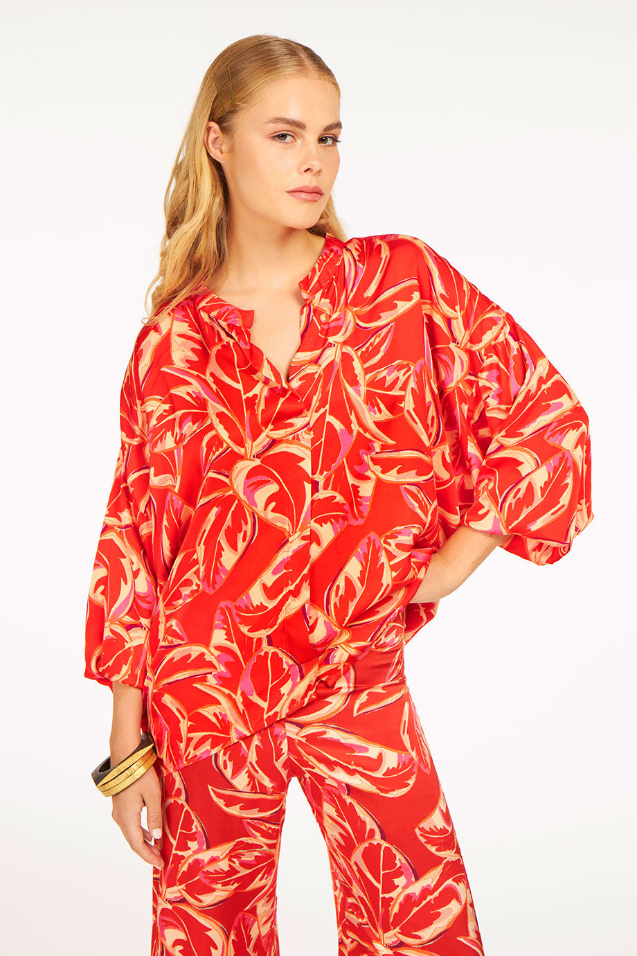 Summer Blouse Rosso Fiori